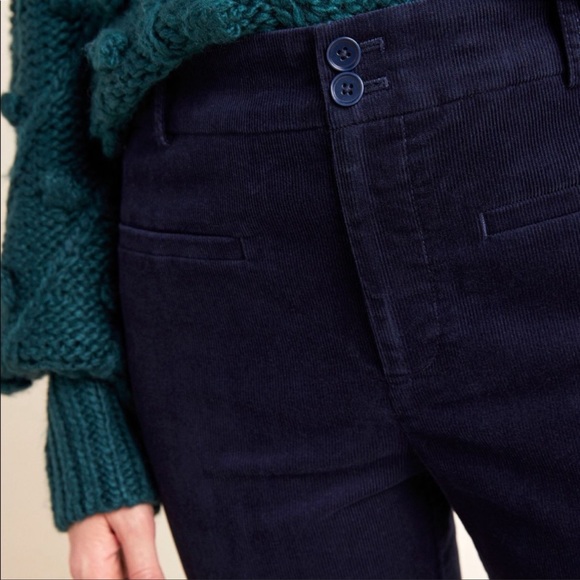 Anthropologie Navy, Corduroy, Cropped, Flare Trousers NWT Women’s Size 0 - Picture 3 of 10